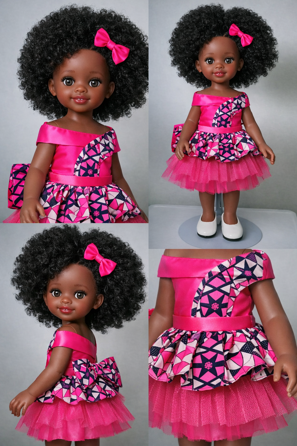 Poupée africaine artisanale en robe colorée