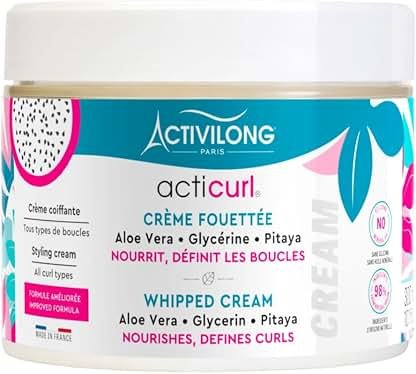 ACTIVILONG – Crème Fouettée Acticurl – Sans Rinçage – Cheveux Bouclés – Définit Les Boucles Et Nourrit – 98% D&rsquo;Ingrédients Naturels – Made In France – 300ml